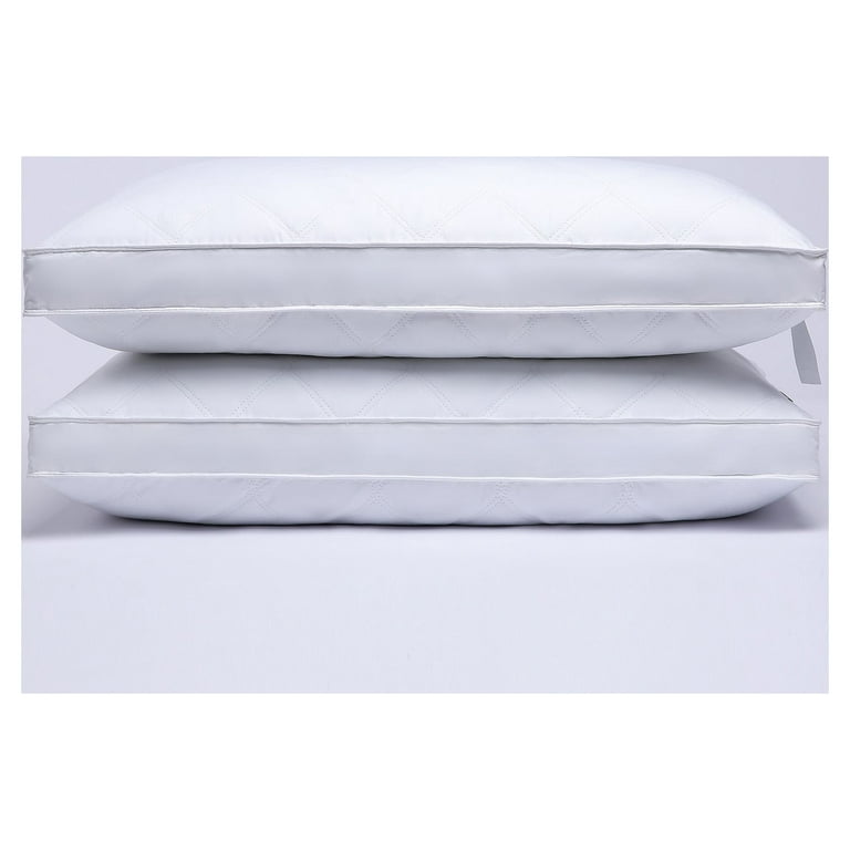 Puredown Goose Feather and Down Pillow, 100% Cotton Fabric, Gusset Siding,  King Size, Set of 2 