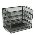 thumbnail image 2 of Pro Space Stackable File Trays Metal Mesh Desk Organizers for Home Office Organization, 4 Pack (Black), 2 of 3