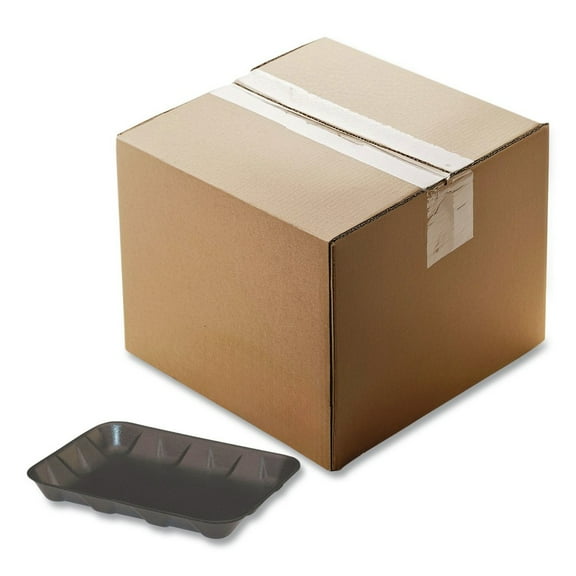 Pactiv Corp. 51P904D 9.58 in. x 7.08 in. x 1.25 in. #4D Foam Supermarket Tray - Black (400/Carton)