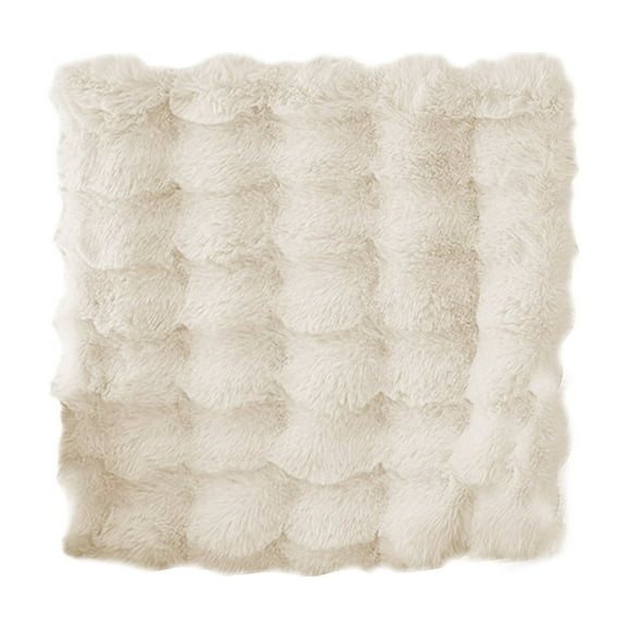 Square Faux Fur Sheepskin Chair Cover Seat Cushion Pad Super Soft Area Rugs for Living Bedroom Sofa 17in x 17in