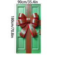 thumbnail image 3 of Christmas Door Cover 71x35 Inch Red Green Gift Wrap Banner, Elegant Holiday Door Hanging for Front Porch, Indoor Outdoor Winter Party Backdrop Merry Xmas Decoration Use (Green), 3 of 6