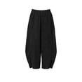 thumbnail image 5 of FRSASU Women's Faux Linen Wide Leg Boho Pants Summer Beach Palazzo Casual Loose Elastic Waist Baggy Trousers with Pockets Black, 5 of 5