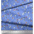 thumbnail image 2 of Soimoi Blue Silk Fabric Garden Tool Hardware Printed Fabric 1 Yard 44 Inch Wide, 2 of 3