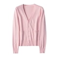 thumbnail image 1 of Prolriy Cardigans pour Femmes Chandail Ample en Coton Mercerisé Boutonné Uni avec Veste Cardigan Chandails pour Femmes Hauts pour Femmes Rose TTTG, 1 of 8