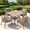 Graywood Table-Wheat Cushion, variant on Vicllax 5 Pieces Outdoor Patio Dining Set, 38" Black Square Table with storage shelf and 4 Rattan Chairs with Soft Gray Cushions