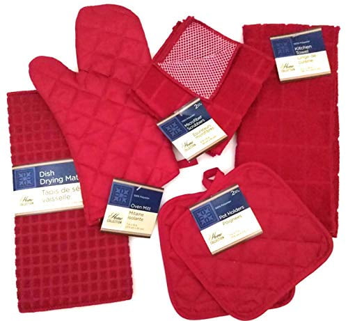 Cloths Mitt Holders Towel Mat KITCHEN WINE RED LINEN PLACEMAT 7 PC SET SELECT 