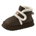 thumbnail image 4 of Womens Platform Snow Boots Hook and Loop Suede Indoor Outdoor Winter Warm Fuzzy Slipper Booties Comfy Soft Sole Nonslip Ankle Boots Coffee Size 6, 4 of 4