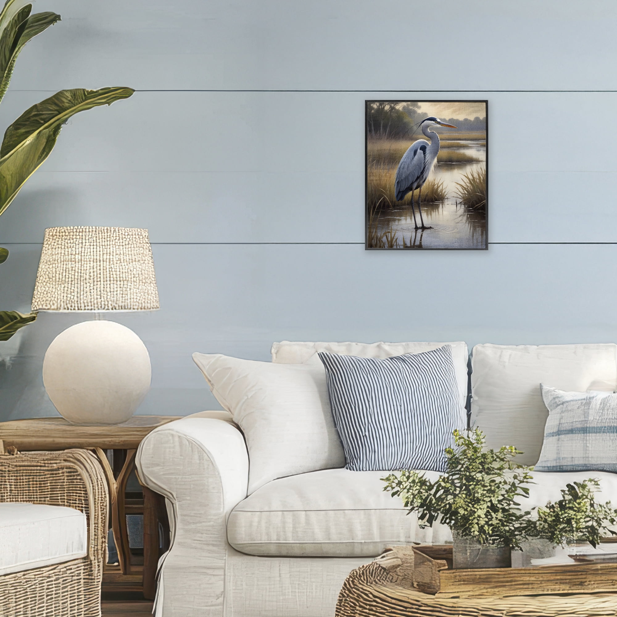 Stupell Industries Heron in Serene Marshlands Black Framed Giclee Art, design by Susan Arnot