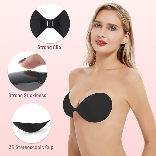 AIMTYD Adhesive Bra Strapless Sticky Invisible Push up Silicone Bra for Backless  Dress with Nipple Covers 