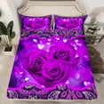 thumbnail image 2 of Manfei Purple Flower Floral Queen Sheet Set (4-Piece) Purple White Paisley Romantic Luxury Decor For Men Women, 2 of 7