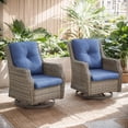 thumbnail image 4 of POCASSY Outdoor Rocking Chairs Swivel Chairs Set of 2, All Weather Wicker Rattan Patio Furniture Set Patio Chairs with 360° Swivel Chair for Balcony, Garden, Porch, Pool and Backyard, Blue, 4 of 9