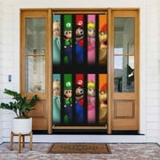 Super Mario Cartoon Door Cover Decorated Banner Tapestry Home Decoration Holiday Party Supplies Door Banner Porch Sign Banner 72.8 x 35.4 Inch