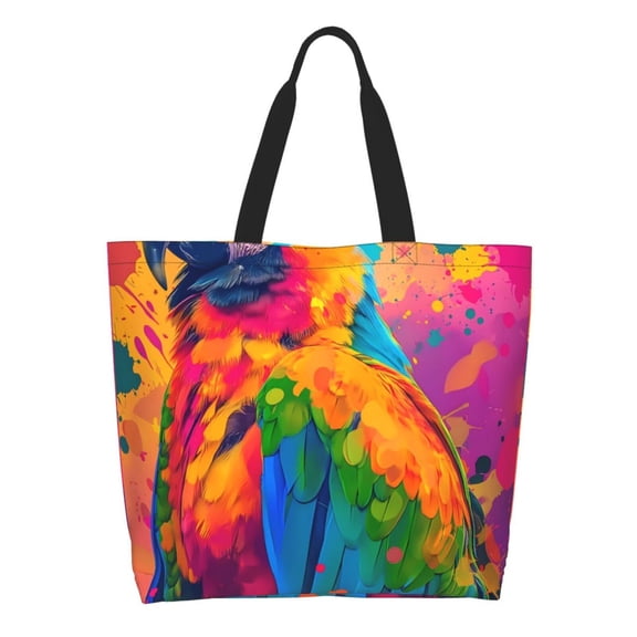 Easygdp Colorful Parrot Jungle Dream A Tote Bags for Women,Women Travel Shoulder Bags Handbags，Big Capacity Shopping Work Bag
