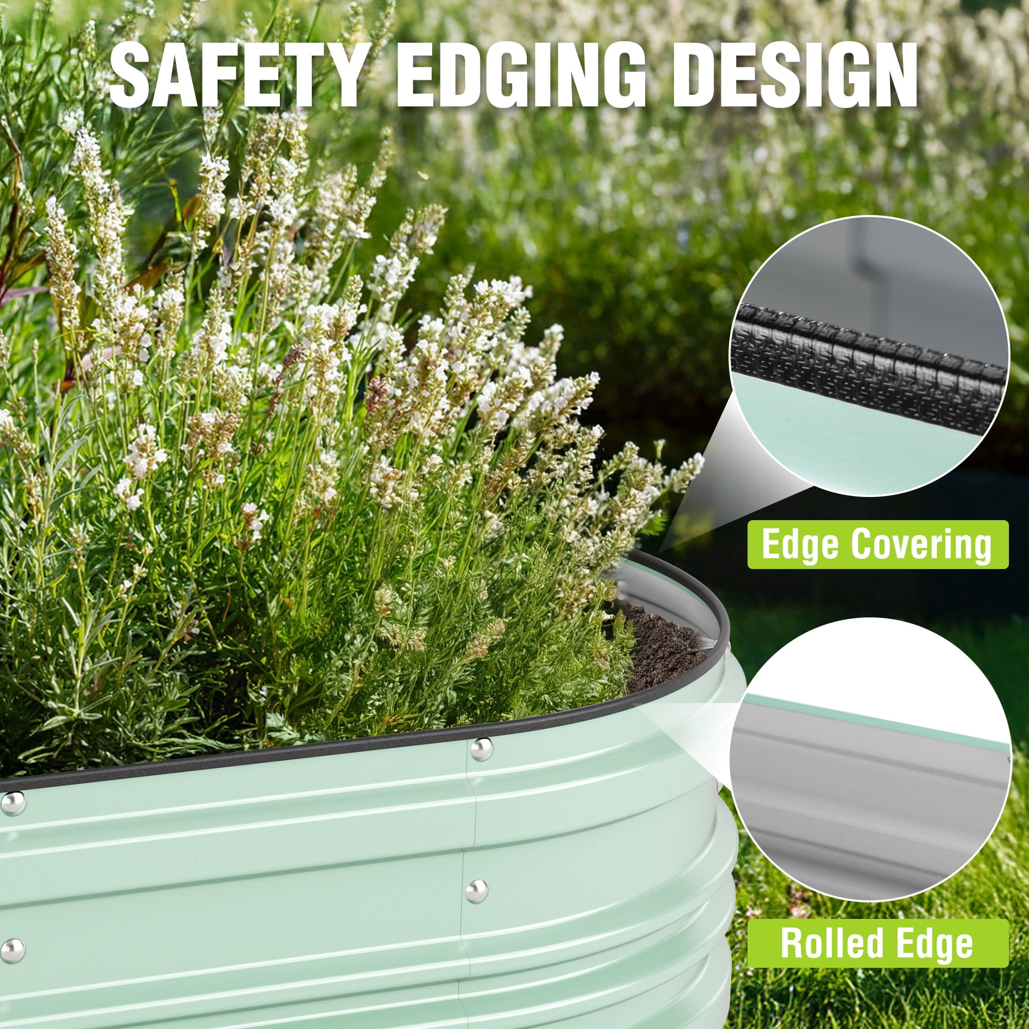 WORKPRO 2Pcs 4x2x1ft Galvanized Raised Garden Bed Set, Rust & Corrosion Protection, Easy Assembly, Safe Edge, Ideal for Vegetables & Flowers, Green