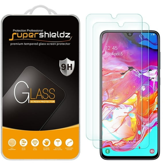 [2-Pack] Supershieldz for Samsung Galaxy A70 Tempered Glass Screen Protector, Anti-Scratch, Anti-Fingerprint, Bubble Free