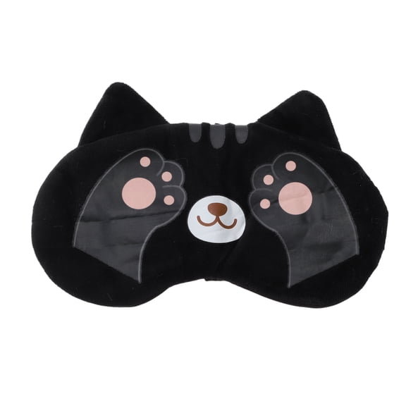 Unique Bargains Comfortable Adjustable Cartoon Cat Paw Eye Mask for Home Design Black