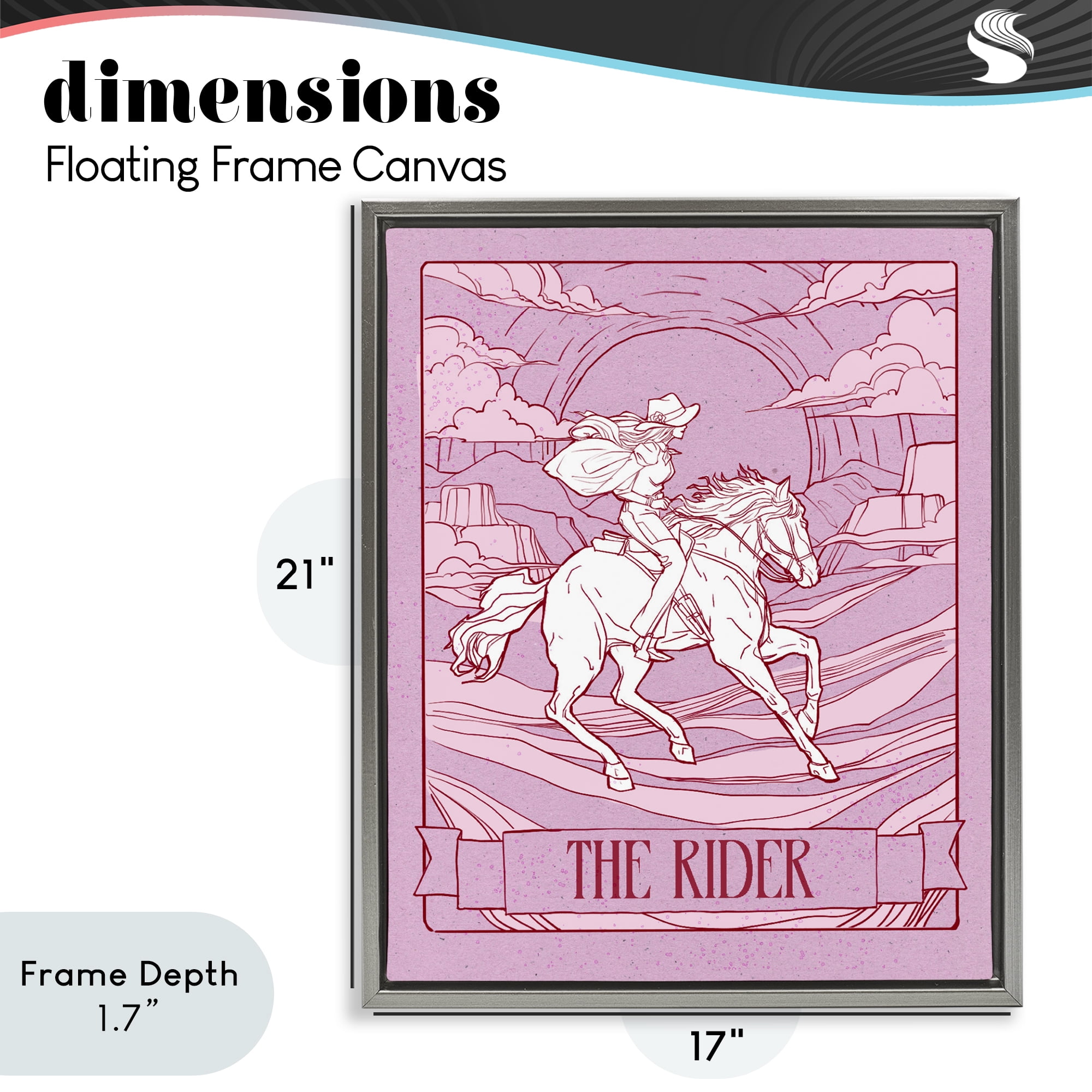 Stupell Industries Cowgirl Rider Tarot Card Gray Framed Floater Canvas Wall Art, design by Ziwei Li