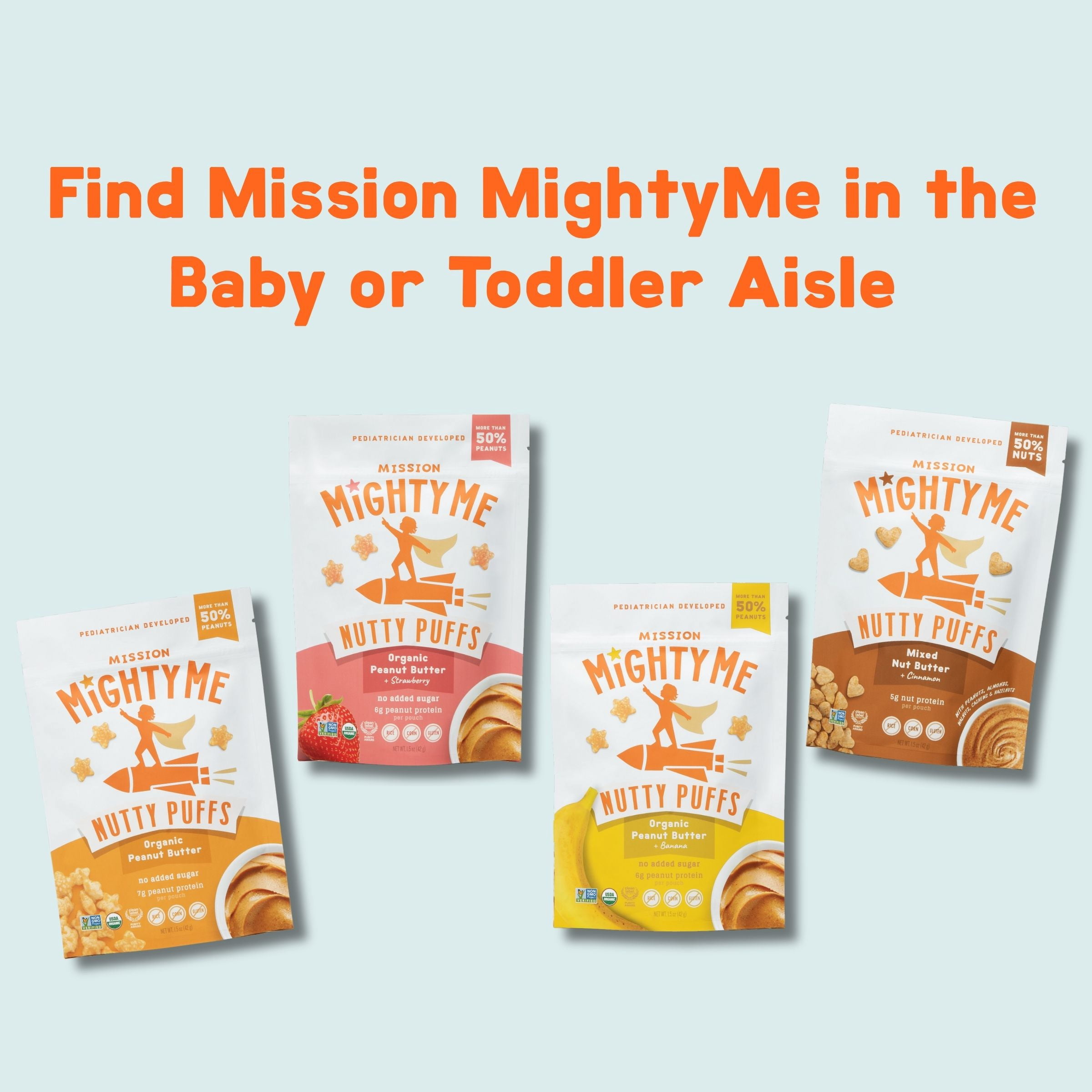 Mission MightyMe Nutty Puffs - Organic Peanut Butter with Banana