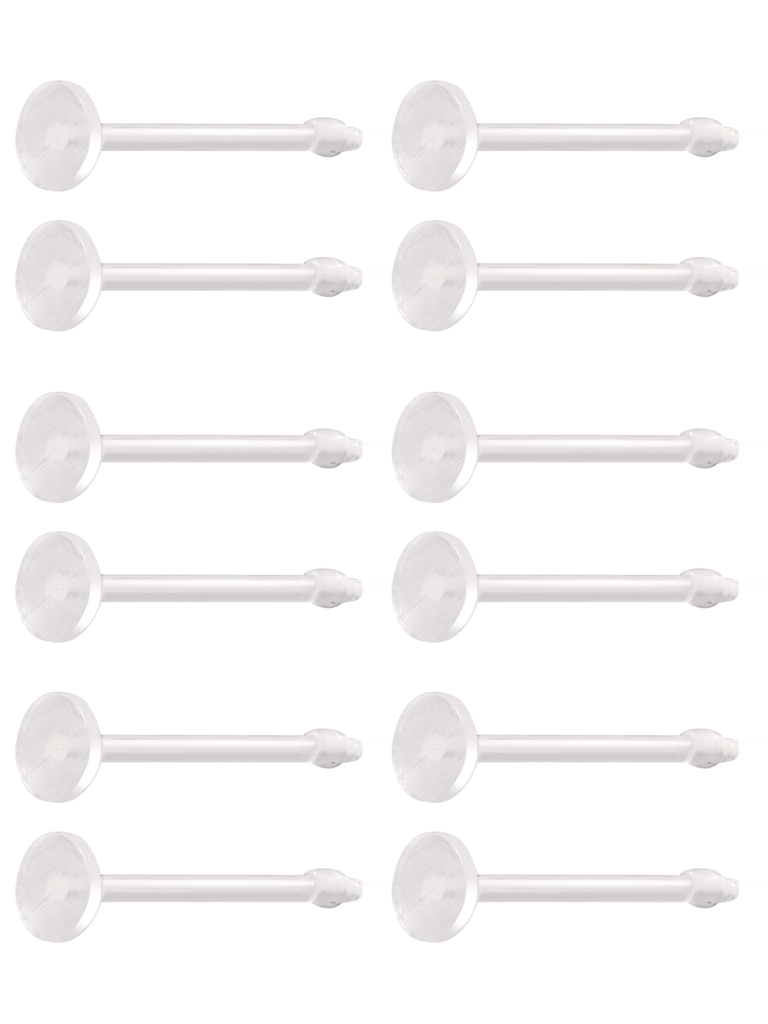 Women's 22-Gauge Clear Surgical Plastic Nose Retainer 6-Pack, Body Jewelry