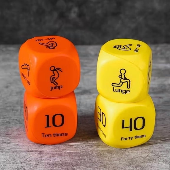 2pcs Fitness Exercise Dice - 6-Sided Sports Game Equipment for Family & Group Workouts, Physical Training Dice for Gym & Sports Classes, Interactive Fitness Tool to Mix Up Workouts, 2*2in, Orange