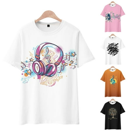 

LANLIN Music Festival Girls Crewneck Short Sleeve T-Shirt Classic Shirt & Top For Women Men