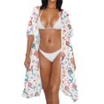 thumbnail image 3 of HELLHERO Women's Watercolor Mermaid Kimono Cover-Up - Lightweight Breathable Beachwear for Summer Vacation, Pool & Resort - Loose Flowy Bikini Cover Up, 3 of 6