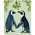 thumbnail image 2 of Fab Funky 20x24 Gold Ornate Wood Framed with Double Matting Museum Art Print Titled - Penguins And Mistletoe, 2 of 4