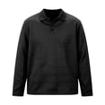 thumbnail image 4 of CQONEPT Mens Long Sleeve Textured Shirts Button Up Collared Pullover Fall Casual Business Golf T Shirts Vintage Loose Fit Tops Black L, 4 of 5