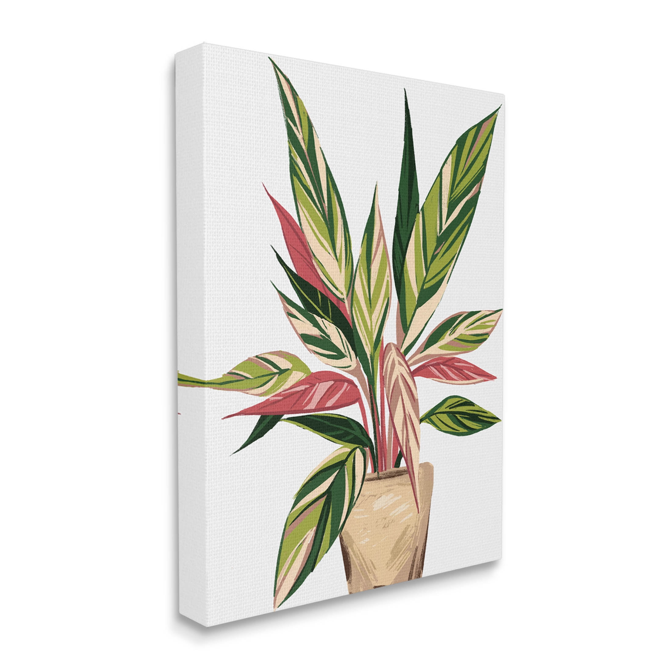 Modern Potted Plant Leaves Botanical & Floral Graphic Art Gallery Wrapped Canvas Print Wall Art