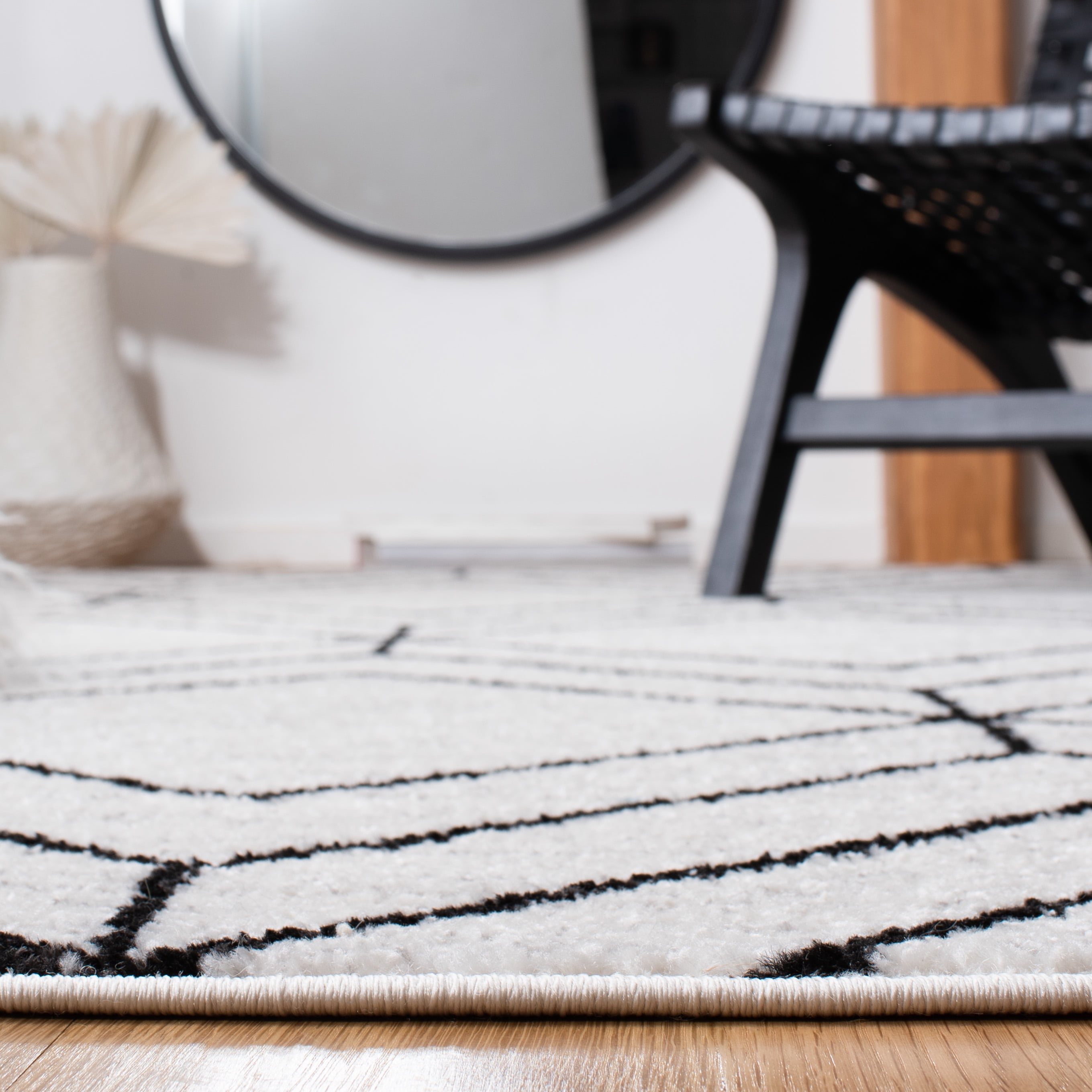 SAFAVIEH Adirondack Caitriona Geometric Squares Area Rug, Ivory/Black, 9' x 12'