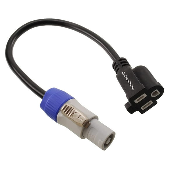 Cablesonline 1Ft. Accesorio De Iluminación De Escenario 16Awg, Conector De Salida De Alimentación Gris-Azul A Cable Adaptador De Corriente Hembra Nema 5-15R De 3 Clavijas Pc-Kb601