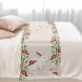 thumbnail image 2 of Floral Rabbits Bed Runner for Cal King Size Bed, Japanese Red Floral Rabbit Linen Texture Soft Bedding Scarf Bedding Protector Slipcover Sofa Throw for Bedroom Hotel Guesthouse, 2 of 8