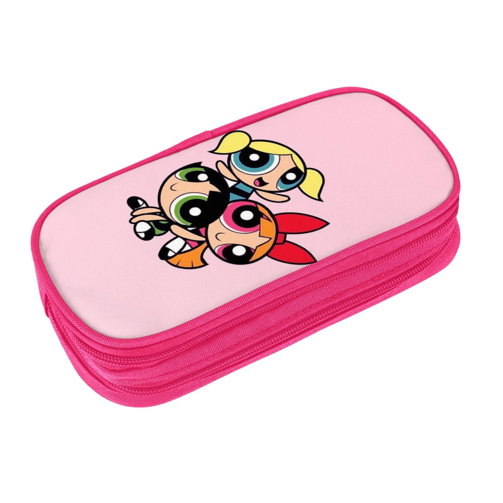 The Powerpuff Gi-rls Pencil Case Large Capacity Pencil Pouch Pen Bag Office Stationery Organizer Travel Makeup Bag Pink