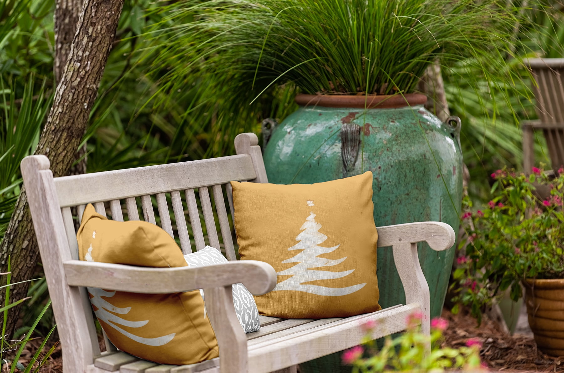 Simply Daisy 16" x 16" Wishing Tree Geometric Print Outdoor Pillow