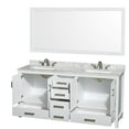 thumbnail image 2 of Wyndham Collection Sheffield 72" Marble Double Bathroom Vanity in White/Chrome, 2 of 2