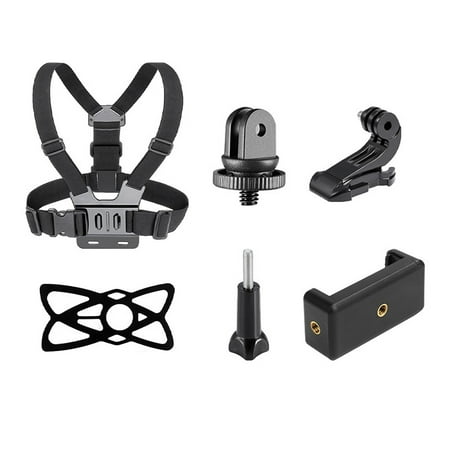 Image of Suzicca 6-in-1 Chest Strap Mount Adjustable Chest Harness Belt with Extendable Phone Clip Replacement for Hero 10 9 8 7 6 5 4 Session 3+ 3 2 1 Fusion OSMO Cameras Smartphones