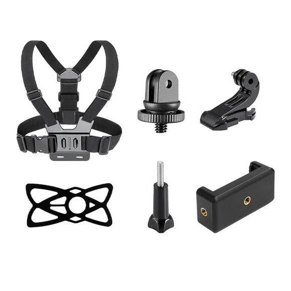 Andoer Andoer 6-in-1 Chest Strap Mount Adjustable Chest Harness Belt with Extendable Phone Clip Replacement for GoPro Hero 10 9 8 7 6 5 4 Session 3+ 3 2 1 Fusion OSMO Cameras Smartphones