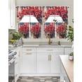 thumbnail image 4 of Independence Day Swag Kitchen Curtains Sets for Windows 24 Inch Length, Red Blue American Flag Flower Wood Short Window Curtain Panels Swags Valances and Tiers 3 Piece Set for Cafe/Dining Room, 4 of 5