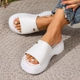 thumbnail image 4 of Rokment Women's Platform Chunky Backless Sandals 2026 Trendy Leather Chunky Wedge Mid Heels Slip on Slides Comfortable Casual Walking Slippers for Indoor Outdoor White Size 7, 4 of 8