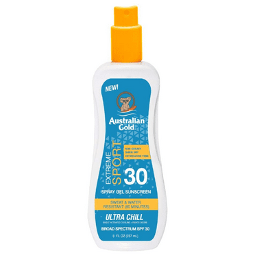 Australian Gold Extreme Sport Sunscreen Spray Gel Spf 30 - 8.0 oz / 240 ml New