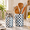 Navy Blue, variant on Pistachio Green Checkered Capiz Shell Utensil Holder Set of 2