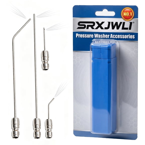 Pressure Washer Nozzle Tips Water Heater Flush Kit High Needle Washing Machine Hose Wand Stainless Accessories Extension Rod Spray Tip with Quick Connect for Ac Coil Cleaner Drum Appliance