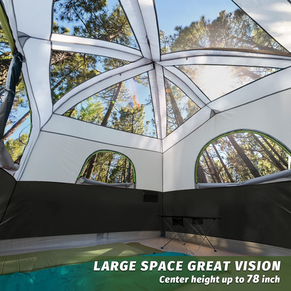 Tents 6 Person Waterproof Windproof Easy Setup Double Layer Family Camping Tent With 1 Mesh Door & 5 Large Windows -10'x9'x78in(h)