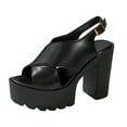 thumbnail image 6 of High Heel Dress Sandals for Women 2025 Fashion Casual Leather Platform Chunky Extra Heeled Slingback Sandals, 6 of 7