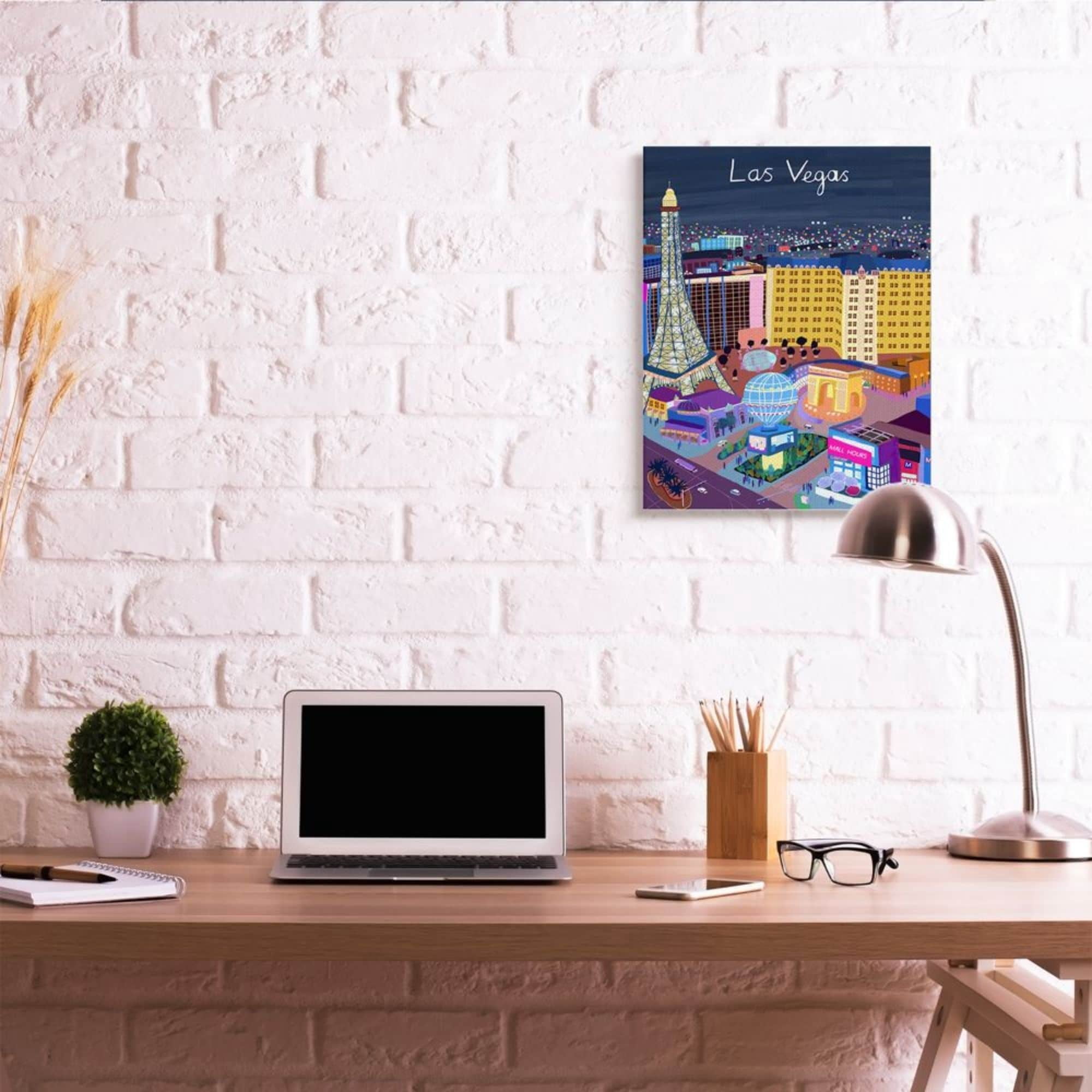 Stupell Industries Playful Las Vegas California Illustration City Landmarks Design by Carla Daly, 36" x 48"
