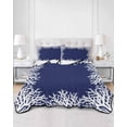 thumbnail image 2 of Quilts Twin Size Bedding Set, Coastal Coral Lightweight Quilted Comforter, Navy Blue Ocean Marine Nautical Beach Soft Reversible Bedspread Coverlet with Pillow Covers for All Season, 68" x 86", 2 of 7