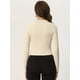 thumbnail image 3 of Suéter Corto de Manga Larga con Cuello En V para Mujer Allegra K Jersey de Punto Acanalado Beige S, 3 of 5
