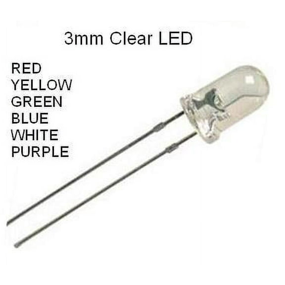 LED Clear, 3mm - PURPLE with Resistors- 60ea