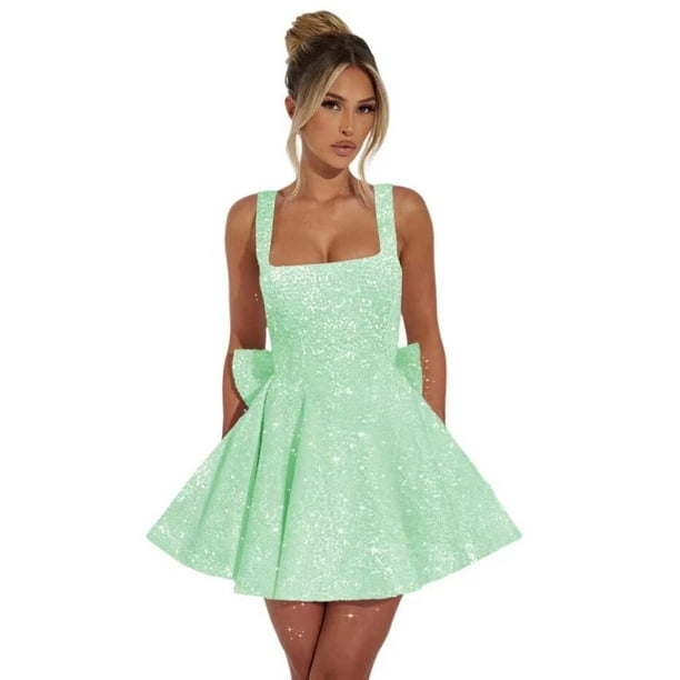 Vestido de regreso a casa de Dessiny, cuello redondo, cuello redondo, cuello cuadrado 2025, cuello cuadrado, corto, ajustado, minivestido de baile, vestidos de los años 60 con lazo en la espalda US10