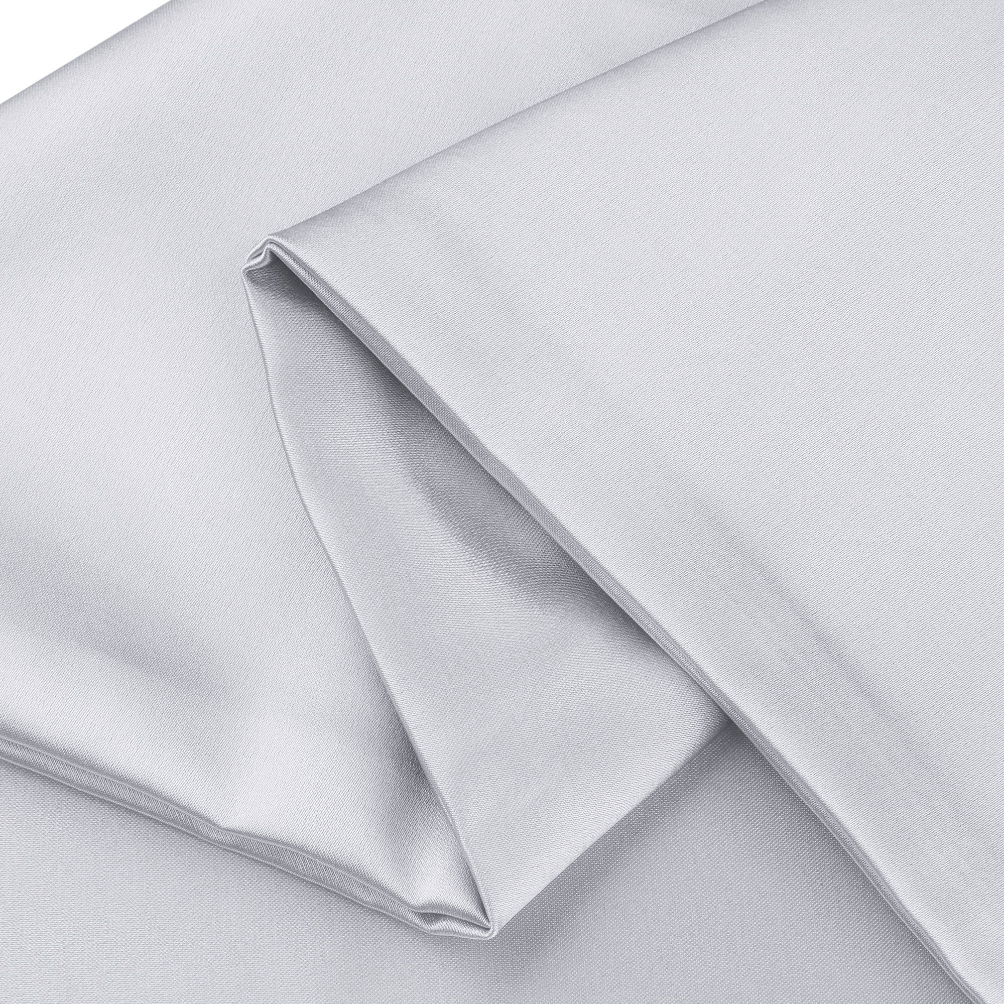 Unique Bargains Zipper Closure Satin Solid Pillowcase with Eye Mask Silver Grey Queen
